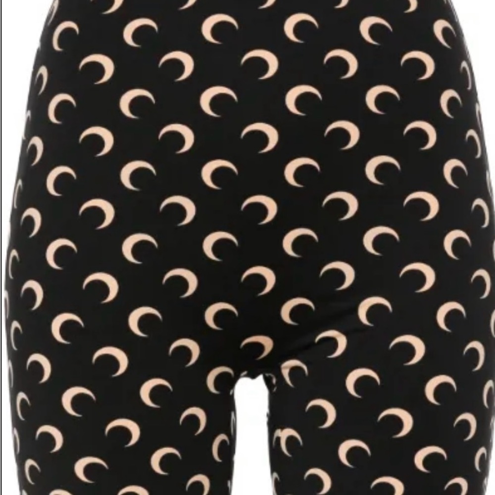 Marine Serre Black and Cream Crescent Moon Bike Shorts